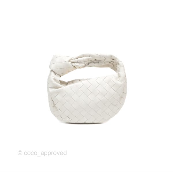 Bottega Veneta Mini Jodie Bag Intrecciato White Lambskin For Discount