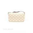 Celine Triomphe Shoulder Bag White Calfskin Triomphe Canvas Hot on Sale