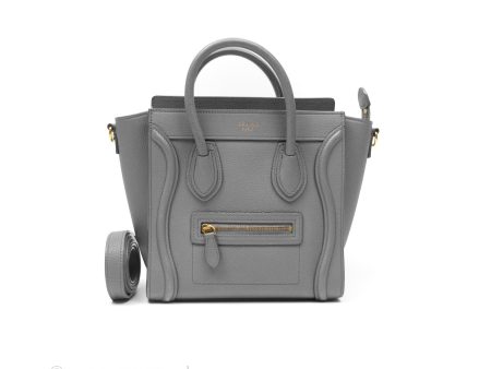 Celine Nano Luggage Bag Grey Drummed Calfskin on Sale