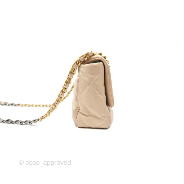 Chanel 19 Small Beige Goatskin Mixed Hardware Online Sale