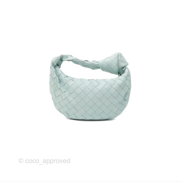 Bottega Veneta Mini Jodie Bag Teal Washed Intrecciato Lambskin For Sale