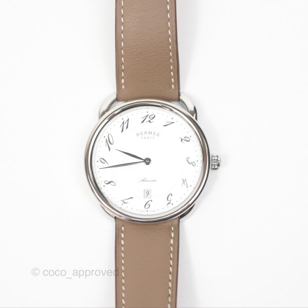 Hermès Montre Arceau Watch 40mm Etoupe Palladium Hardware Online Hot Sale