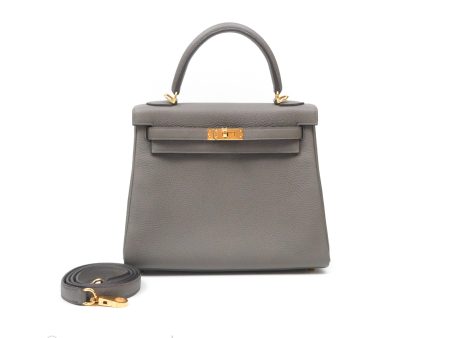 - DM Email To Purchase - Hermès Kelly 25 Retourne Gris Etain 8F Togo Gold Hardware Sale