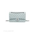 Chanel Classic M L Medium Flap Quilted Light Grey Blue Caviar Silver Hardware Online Hot Sale