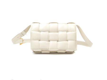 Bottega Veneta Padded Cassette Shoulder Bag Intrecciato Chalk Paper Calfskin Hot on Sale