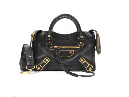 Balenciaga Classic Mini City Bag Black Grained Calfskin Gold Hardware For Cheap