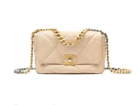 Chanel 19 Small Beige Goatskin Mixed Hardware Online Sale