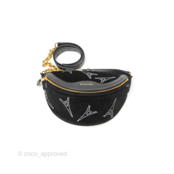 Balenciaga Souvenirs XXS Eiffel Tower Print Belt Bag Black Velvet Online now