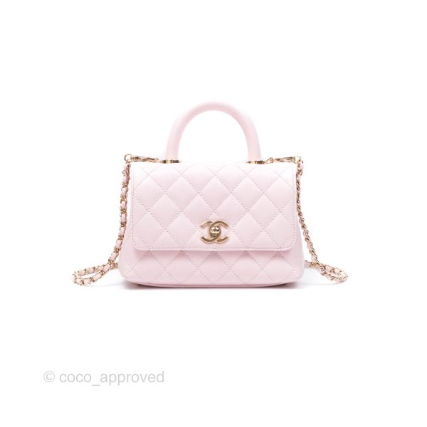 Chanel Mini Coco Handle Quilted Light Pink Caviar Gold Hardware Online