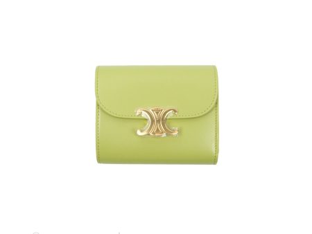 Celine Small Triomphe Flap Wallet Avocado Green Shiny Calfskin Supply