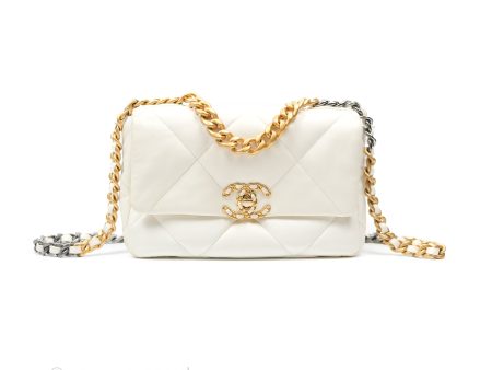 Chanel 19 Small Ivory White Lambskin Mixed Hardware Supply