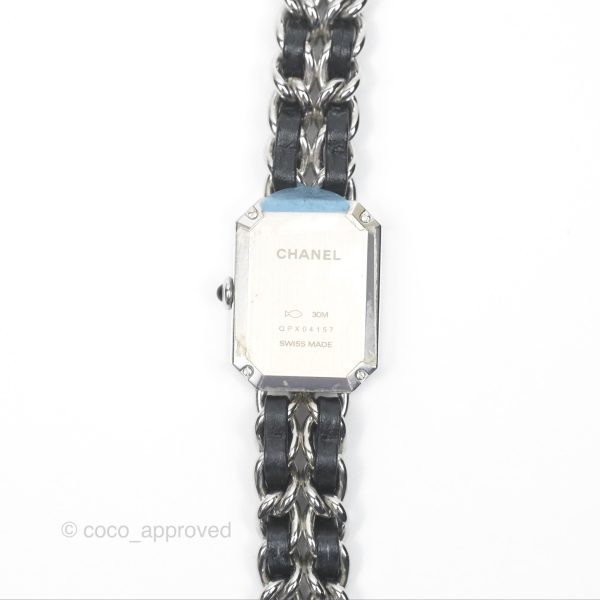 Chanel Première Iconic Chain Watch Black Leather Silver Tone Size M Online Hot Sale