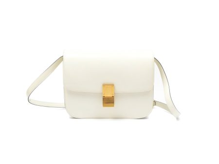 Celine Medium Classic Box Flap White Patent Gold Hardware Fashion