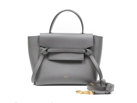 Celine Micro Belt Bag Grey Grained Calfskin Gold Hardware For Discount