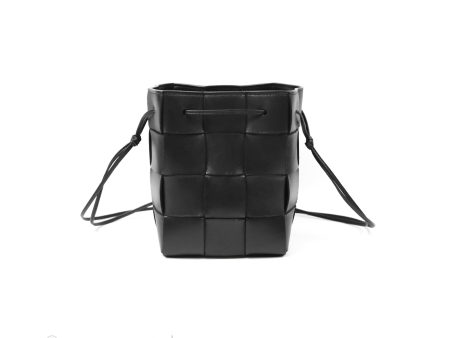 Bottega Veneta Small Cassette Bucket Bag Black Lambskin For Cheap