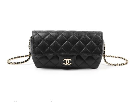 Chanel Quilted Glasses Case With Chain Black Caviar Gold Hardware Online Hot Sale