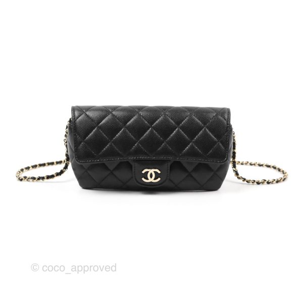 Chanel Quilted Glasses Case With Chain Black Caviar Gold Hardware Online Hot Sale