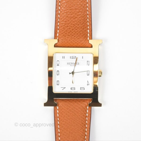 Hermès Heure H TGM 34mm Watch Gold Epsom Gold Hardware Online Sale