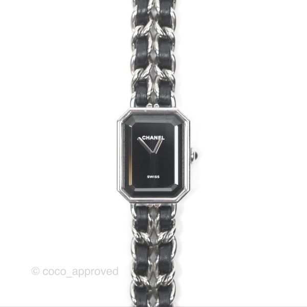 Chanel Première Iconic Chain Watch Black Leather Silver Tone Size M Online Hot Sale