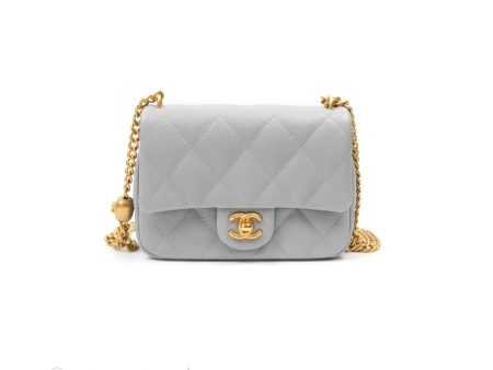 Chanel Mini Flap Bag Heart Adjustable Chain Grey Caviar Aged Gold Hardware 24P Online Hot Sale