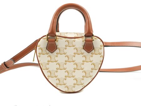 Celine Heart Medium Triomphe White Calfskin For Discount