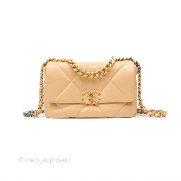 Chanel 19 Small Beige Mixed Hardware 22C For Discount