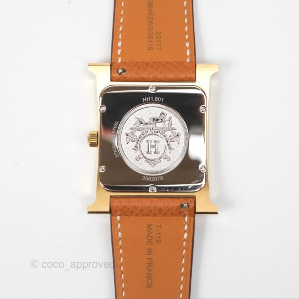 Hermès Heure H TGM 34mm Watch Gold Epsom Gold Hardware Online Sale