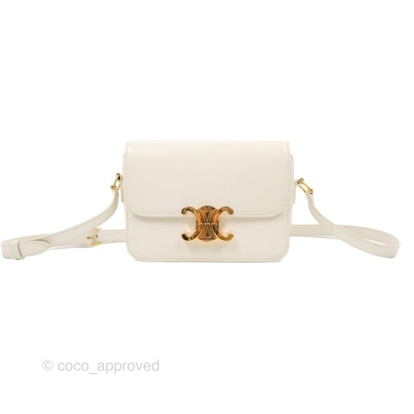 Celine Teen Triomphe Bag Shiny Calfskin White Hot on Sale