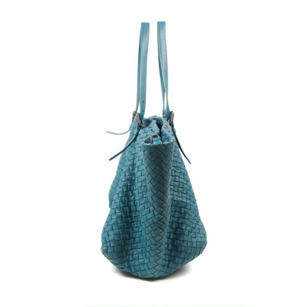 Bottega Veneta Large Cesta Tote Intrecciato Teal Online Hot Sale