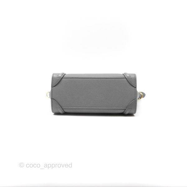 Celine Nano Luggage Bag Grey Drummed Calfskin on Sale