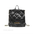 Chanel 22 Medium Backpack Quilted Black Shiny Calfskin Aged Gold Hardware Online Sale