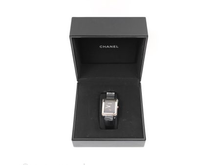 Chanel Boy Friend Watch Black Leather Silver Hardware For Discount