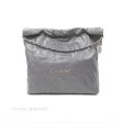 Chanel 22 Medium Grey Shiny Aged Calfskin Matte Silver Hardware Discount