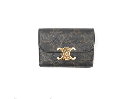 Celine Triomphe Flap Card Holder Triomphe Canvas Tan on Sale