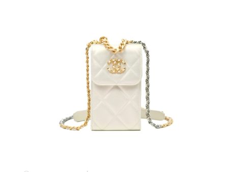 Chanel 19 Phone Holder Iridescent Ivory Mixed Hardware For Discount