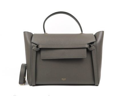 Celine Mini Belt Bag Dark Grey Grained Calfskin For Cheap