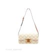 Celine Triomphe Shoulder Bag White Calfskin Triomphe Canvas Hot on Sale