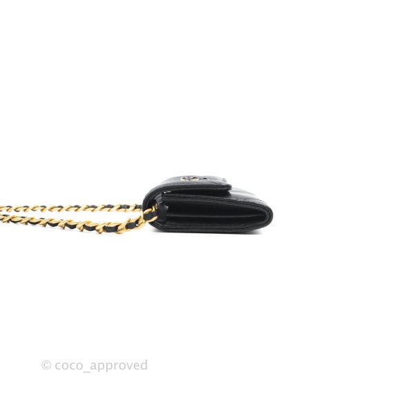 Chanel 19 Card Holder With Chain Black Mixed Hardware Online now