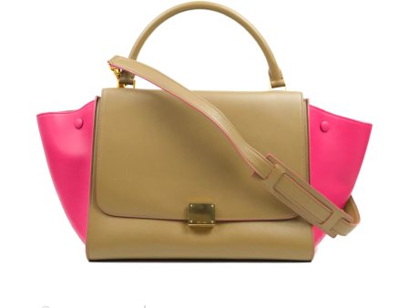 Celine Small Sleek Trapeze Beige Neon Pink Calfskin For Sale