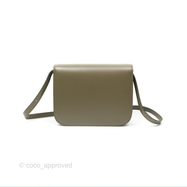 Celine Medium Classic Box Flap Dark Olive Green Box Calfskin Gold Hardware Online now