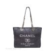 Chanel Medium Deauville Tote Black Canvas Gold Hardware Cheap