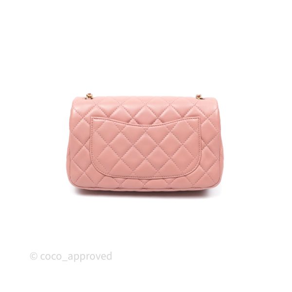 Chanel Mini Rectangular Pearl Crush Dusty Pink Lambskin Aged Gold Hardware on Sale