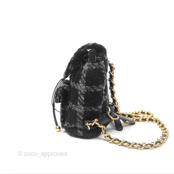 Chanel Duma Backpack Black Tweed Aged Gold Hardware 22K Online Sale