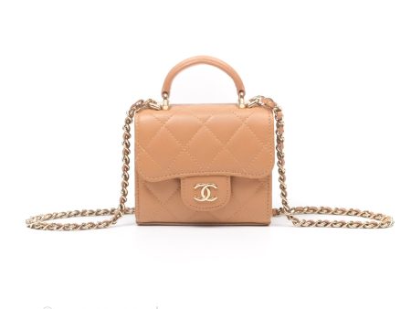 Chanel Mini Handle Clutch With Chain Caramel Lambskin Gold Hardware For Discount