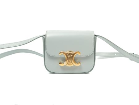 Celine Mini Claude Triomphe Bag Shiny Calfskin Soft Blue For Discount