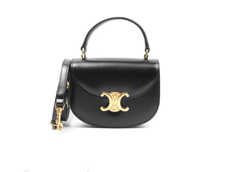 Celine Mini Besace Clea in Shiny Calfskin Black Cheap