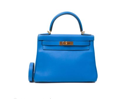 - DM Email To Purchase - Hermès Retourne Kelly 28 Blue Evercolor Gold Hardware Supply