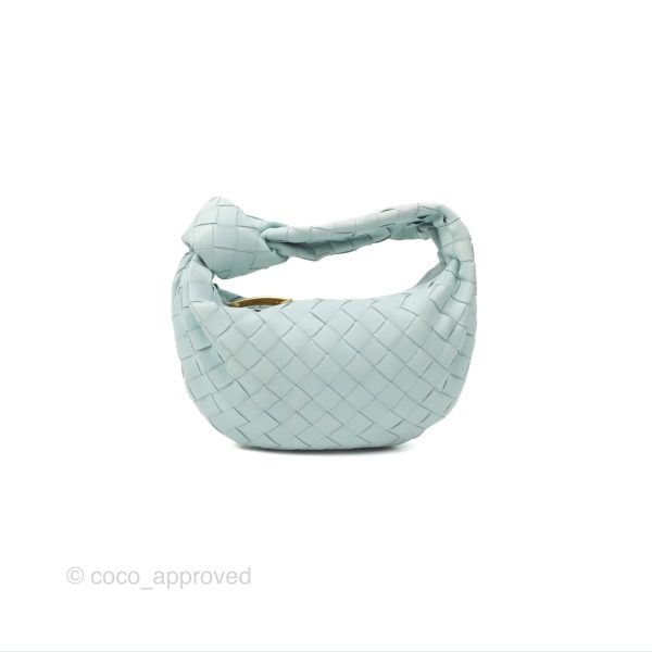 Bottega Veneta Mini Jodie Bag Teal Washed Intrecciato Lambskin For Sale