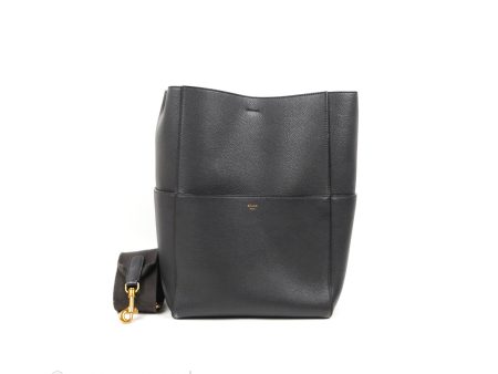 Celine Sangle Bucket Bag Grained Calfskin Dark Grey on Sale