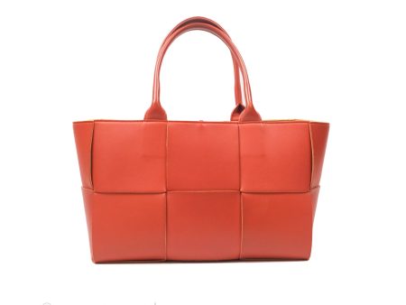 Bottega Veneta Small Arco Tote Bag Dark Orange Micro Intreccio Lambskin Online